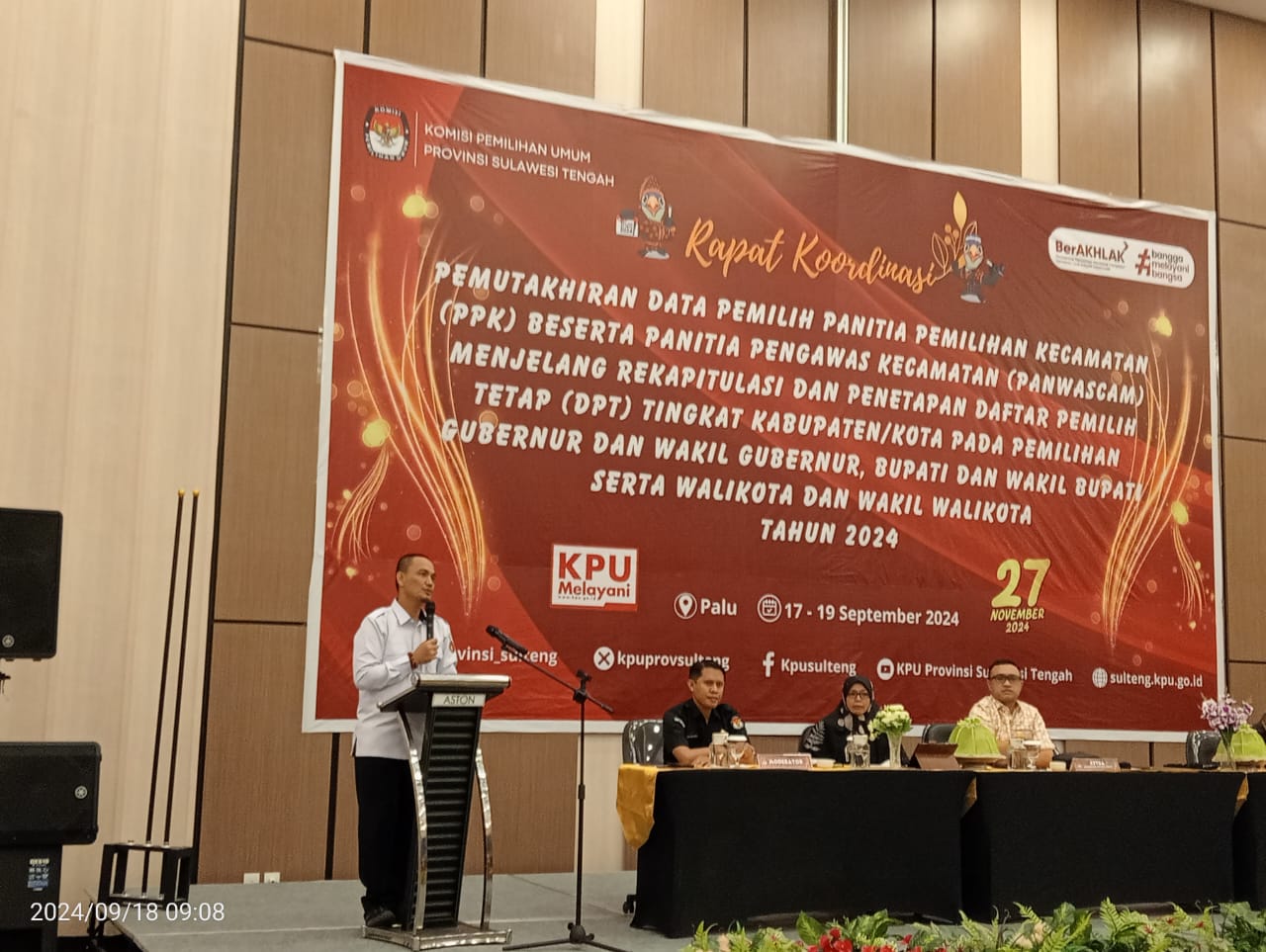 Ketua Bawaslu Sulteng, Nasrun, Ajak PPK dan Panwascam Sukseskan Pilkada 2024