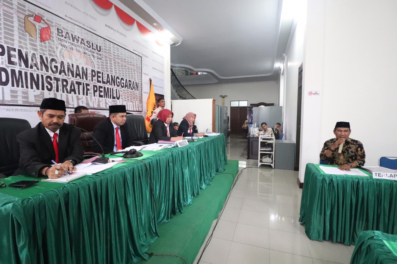 Bawaslu Sulteng Sidangkan Dugaan Pelanggaran Administratif KPU Kabupaten Banggai