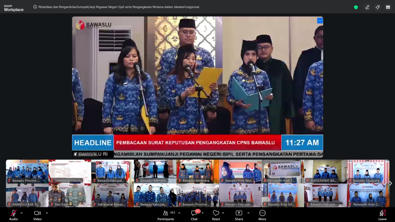 Bawaslu Lantik PNS, Perkuat Profesionalisme Aparatur (1)