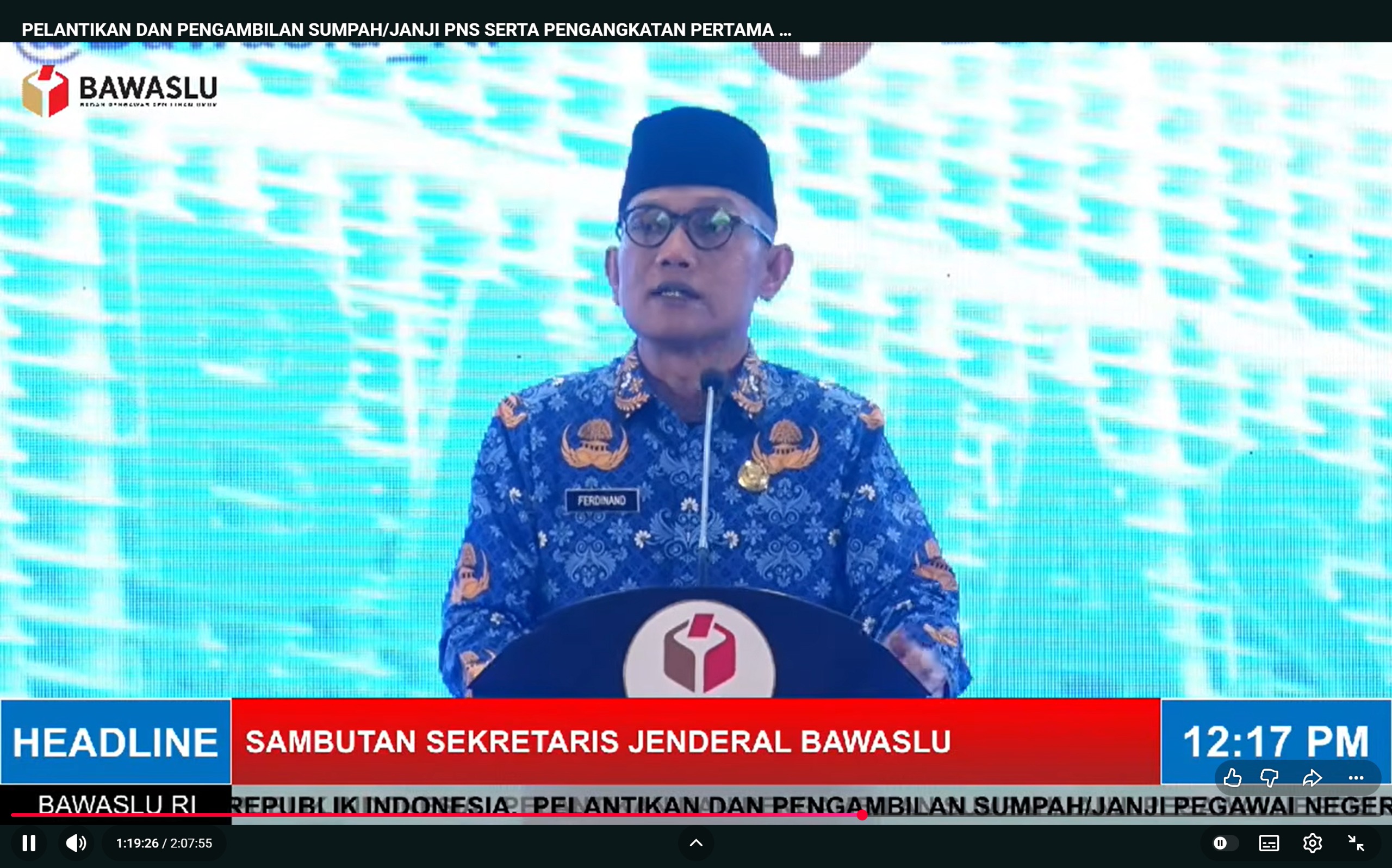 Bawaslu Lantik PNS, Perkuat Profesionalisme Aparatur