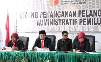 Bawaslu Sulteng Tolak Permohonan Caleg DPRD Banggai di Sidang Pendahuluan Administrasi Pemilu