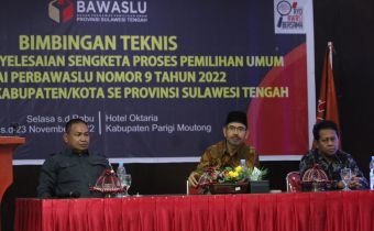 Bawaslu  Sulteng Berikan Pelatihan Penyelesaian Sengketa Proses Pemilu Berdasarkan Perbawaslu 9 Tahun 2022