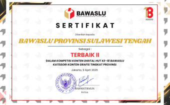 Bawaslu Sulteng Raih Peringkat II Konten Digital Nasional
